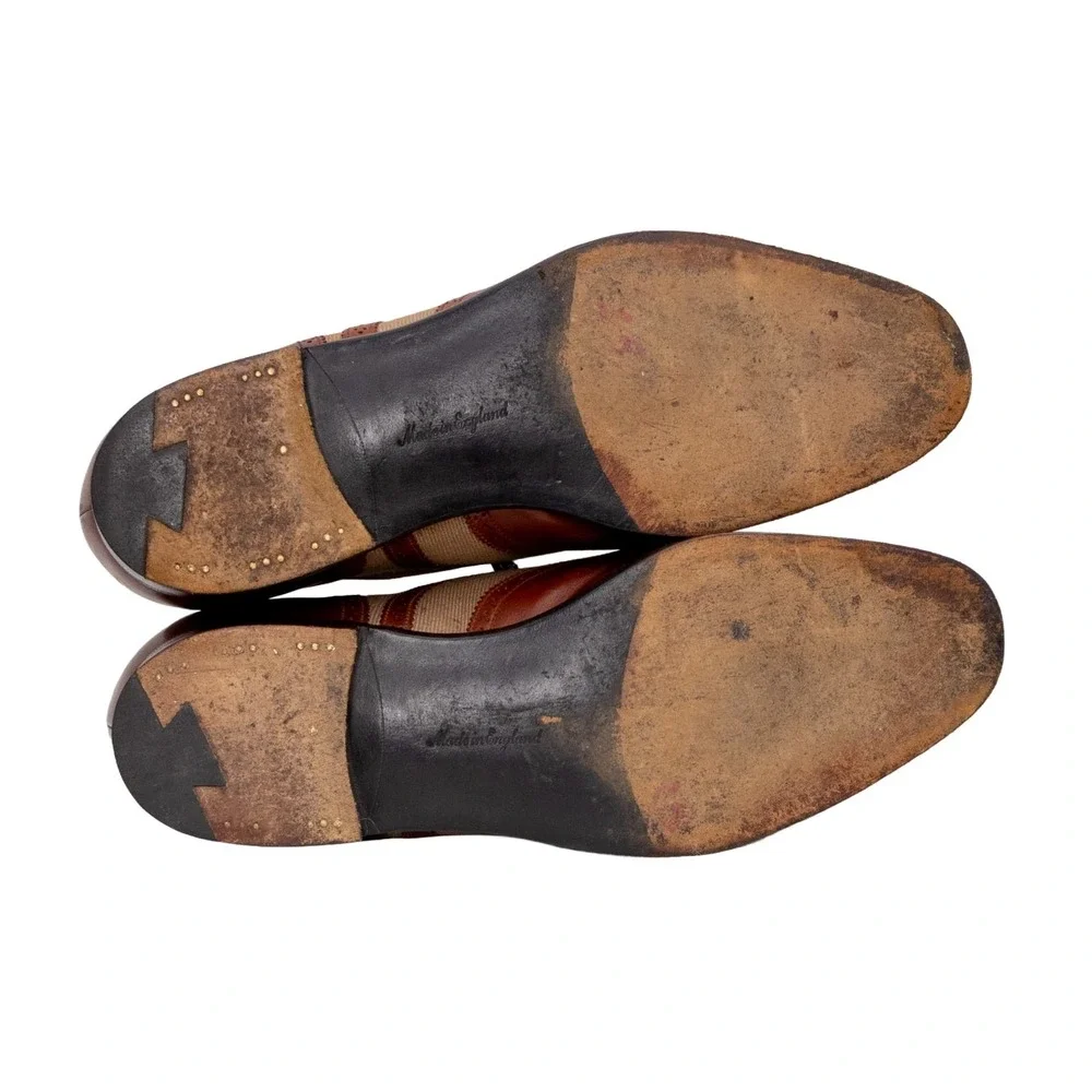 Edward Green Spectator Wingtip Oxford Shoes Brown Tan UK 8.5E US 9E EU 42